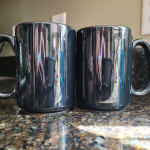Set of 2 Solid Black Coffee mugs